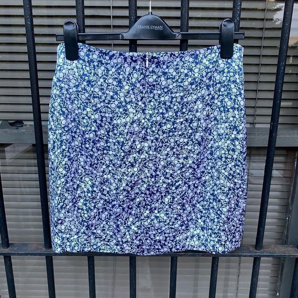 Zara 🐾 NWT Blue & White FLORAL PRINT MINI SKIRT Size Large - Picture 7 of 10